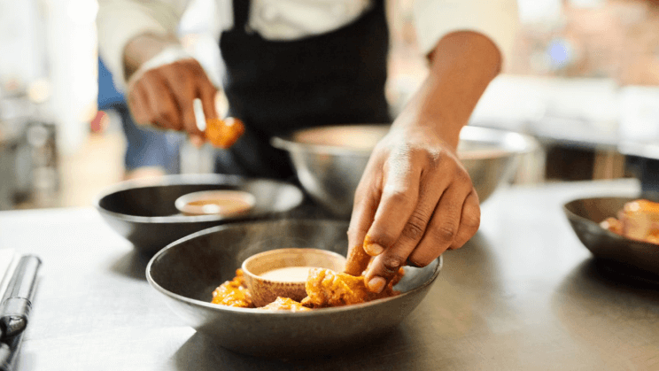 plate of food being prepared